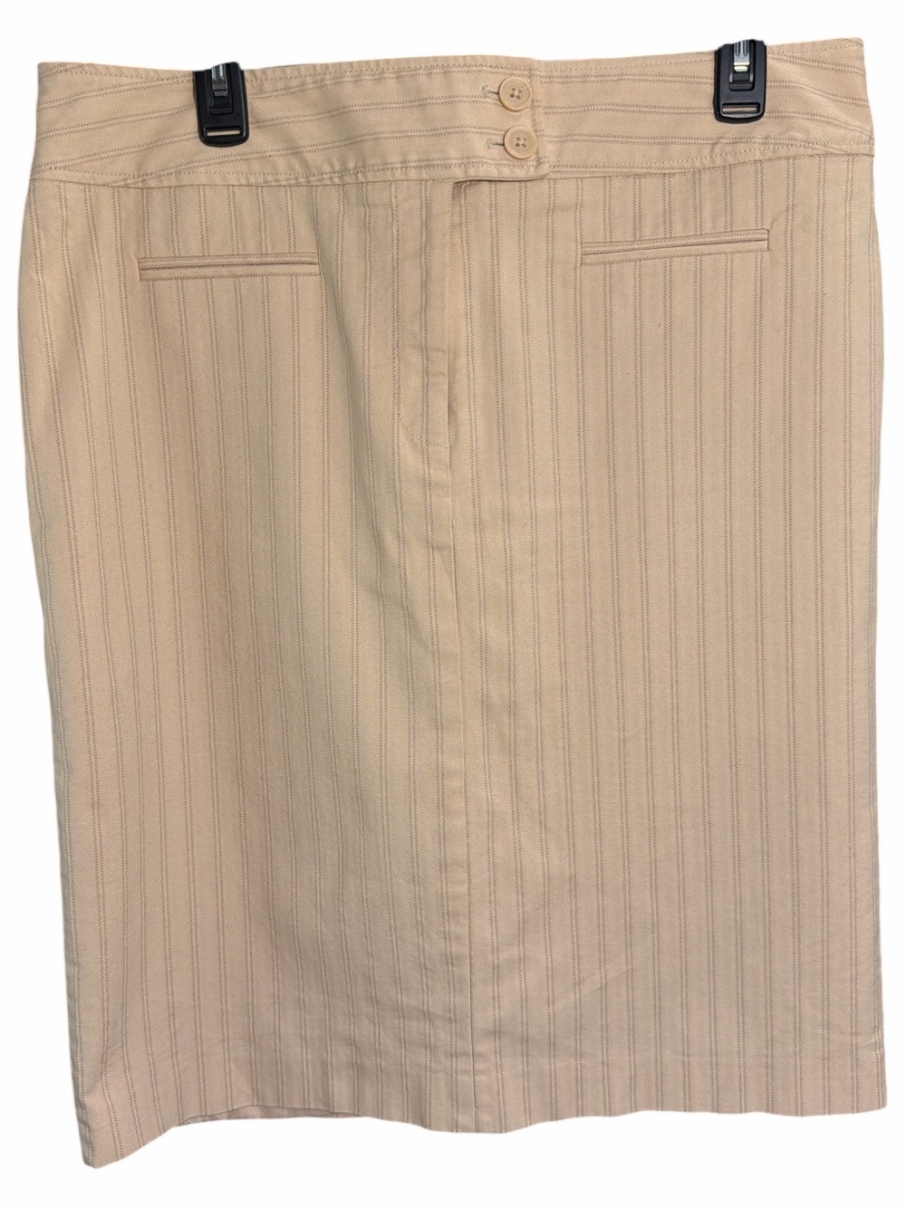 Apostrophe Tan Pinstripe Pencil Skirt. EC. Size 14